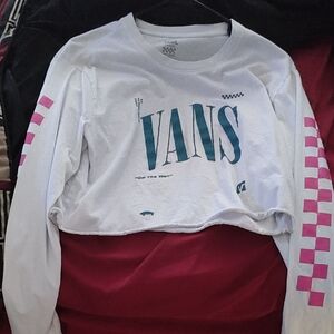 Vans White and Blue Kids Long Sleeve Tee